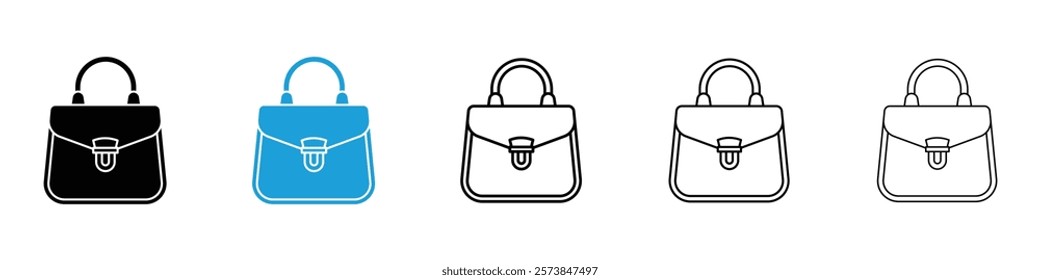 Hand bag icons in filled and 3 stroke weights