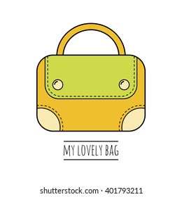 Hand bag isolated. Color flat icon, object. Fashion accessory 
