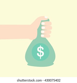 hand with a bag of money