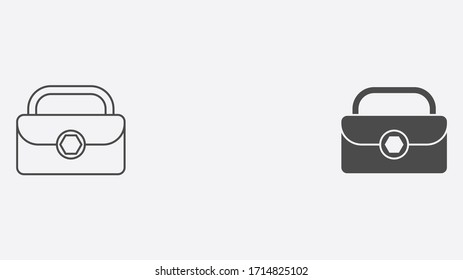 Umriss und Symbol für gefüllte Vektorillustrationen in Handtaschen