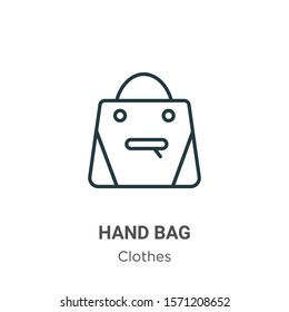 Hand bag outline vector icon. Thin line black hand bag icon, flat vector simple element illustration from editable clothes concept isolated on white background