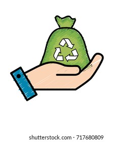 hand with bag recycle to environment care