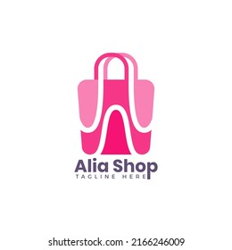 hand bag shoping icon and mart logo for e commerce and store logo