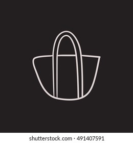 Hand bag sketch icon for web, mobile and infographics. Hand drawn hand bag icon. Hand bag vector icon. Hand bag icon isolated on white background.