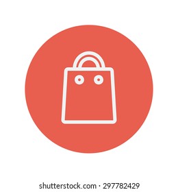 Hand bag thin line icon for web and mobile minimalistic flat design. Vector white icon inside the red circle.