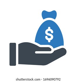 hand bag vector glyph color icon 