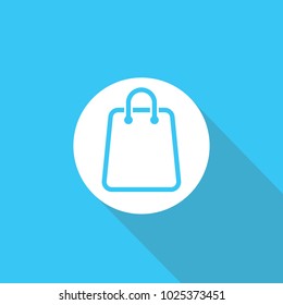 hand bag vector icon with blue background and flat shadow