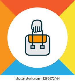 Hand baggage icon colored line symbol. Premium quality isolated handbag element in trendy style.