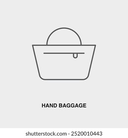 Hand Baggage thin line icon or logo. Symbol or sign on airline or travel app theme. Vector line illustration.
