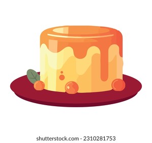 Hand baked chocolate cake with fruit decoration isolated