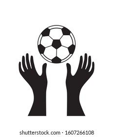 hand and ball icon, white background vector illustration
