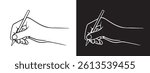 Hand with a ball pen writing vector illustration. Eps 10
