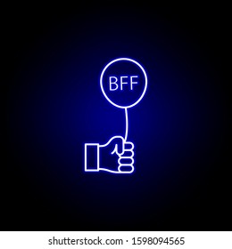 hand balloon bff outline blue neon icon. Elements of friendship line icon. Signs, symbols and vectors can be used for web, logo, mobile app, UI, UX