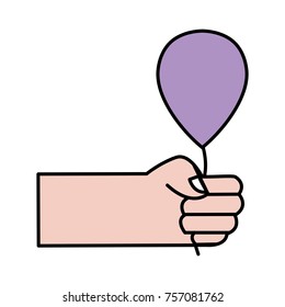 hand with balloon design decoration celebration