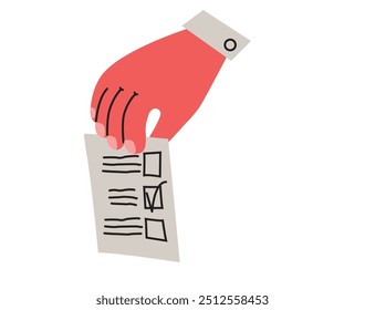 Hand with ballot paper. Election campaign. Democracy vote concept. 