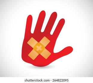 hand band aid fix solution concept illustration design over white background