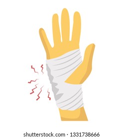 Hand bandage flat icon vector 