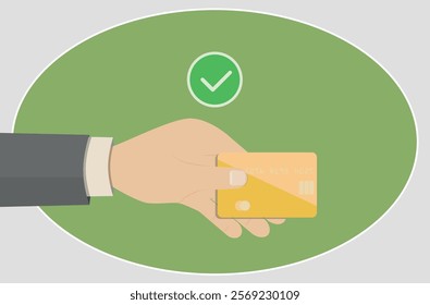 Hand with bank card for payment process