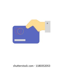 Hand bank card vector icon