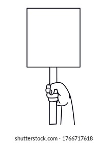 hand with banner board design, Manifestation protest and demonstration theme Vector illustration