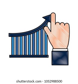 hand with bar graph arrow growth financial concept