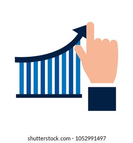 hand with bar graph arrow growth financial concept