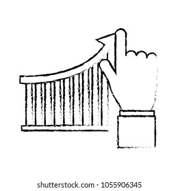 hand with bar graph arrow growth financial concept