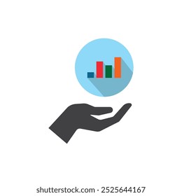 Hand and  bar graph illustration icon