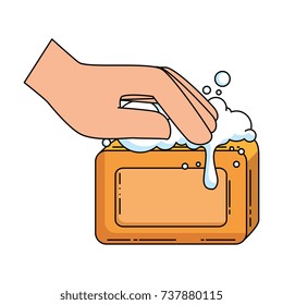 hand with bar soap