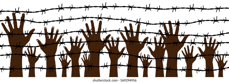  hand barbed wire vector. banner web