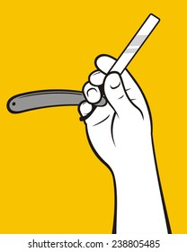 Hand with barber razor