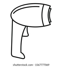 Hand barcode scanner icon. Outline hand barcode scanner vector icon for web design isolated on white background