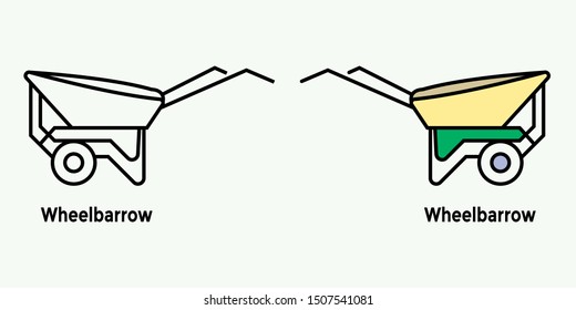 hand barrow or handcart flat icon 