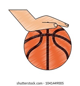 Hand with basketball ball