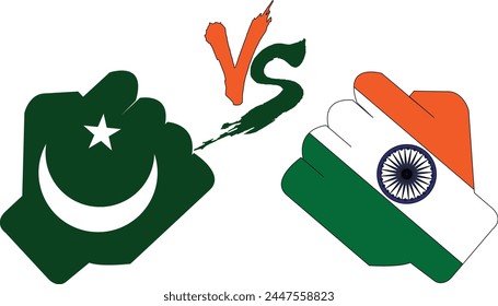Hand of batsman playing India vs Pakistan logo