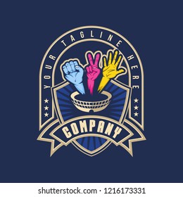 hand battle arena badge vector illustration amazing design for your company brand