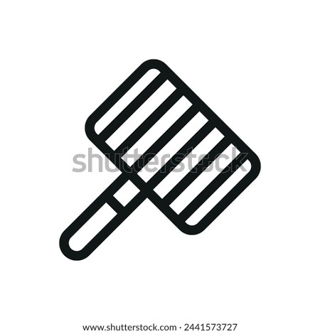 Hand BBQ grate isolated icon, stainless steel hand grill net vector symbol with editable stroke