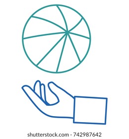 hand with beach balloon plastic icon