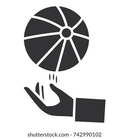 hand with beach balloon plastic icon