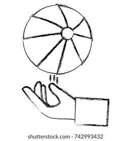 hand with beach balloon plastic icon