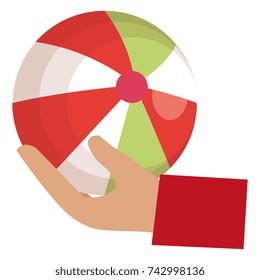 hand with beach balloon plastic icon