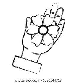 hand with beautiful flower