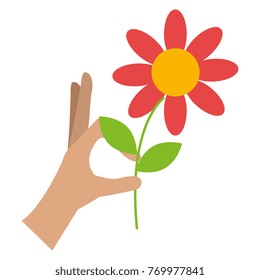 hand with beautiful flower