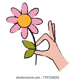 hand with beautiful flower