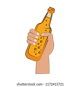 Hand with beer bottle