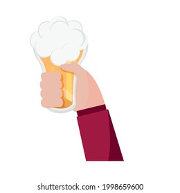 hand with beer isolated design