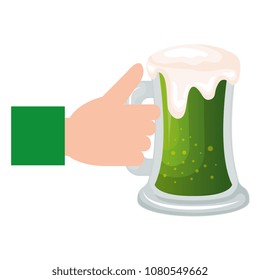 hand with beer jar green saint patrick celebration icon