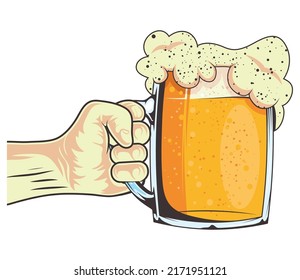 hand with beer jar icon