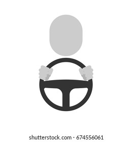 hand behind wheel. Vector illustration isolated on white background