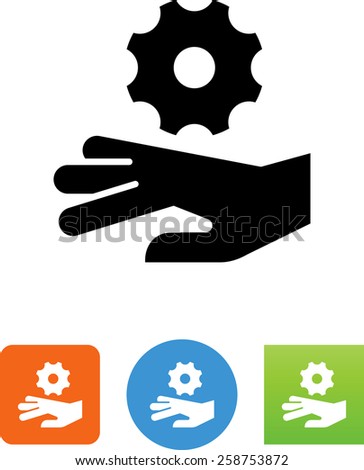 Hand being caught in a gear icon